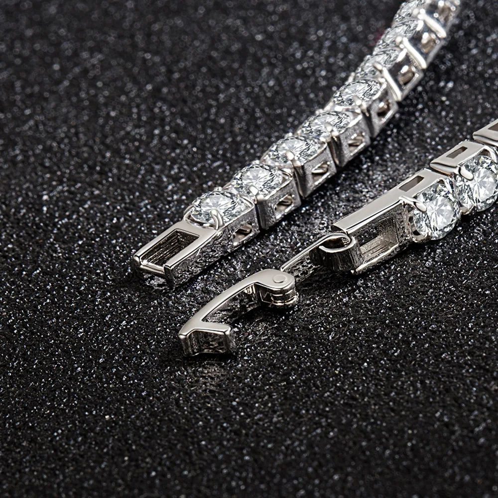 S925 Sterling Silver Zircon Tennis Bracelet – Elegant Women’s Wedding Jewelry (4mm)