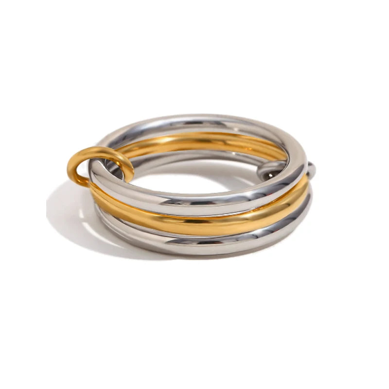 Two-Color Copper Four-Ring Stackable Ring – Hypoallergenic INS Style Jewelry