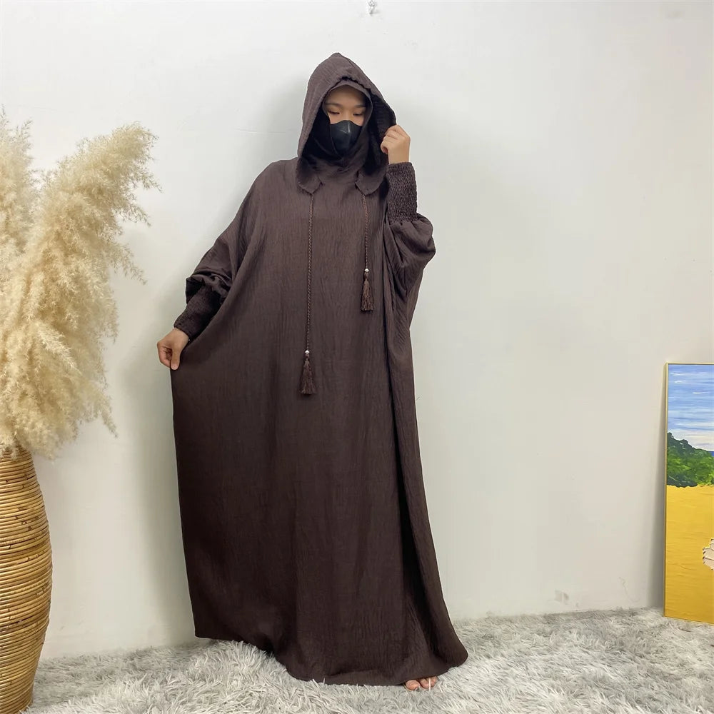 Hooded Batwing Abaya – Solid Color Ramadan Djellaba for Women