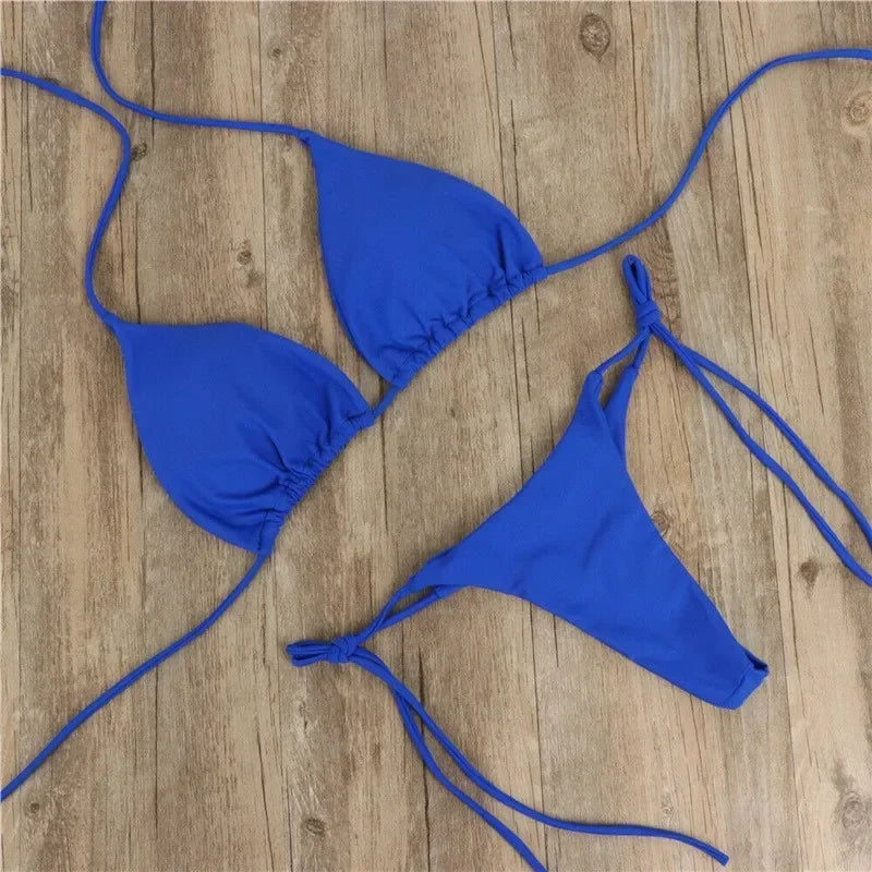 Push-Up Padded Bikini Set – Sexy Thong Two-Piece Women’s Swimwear