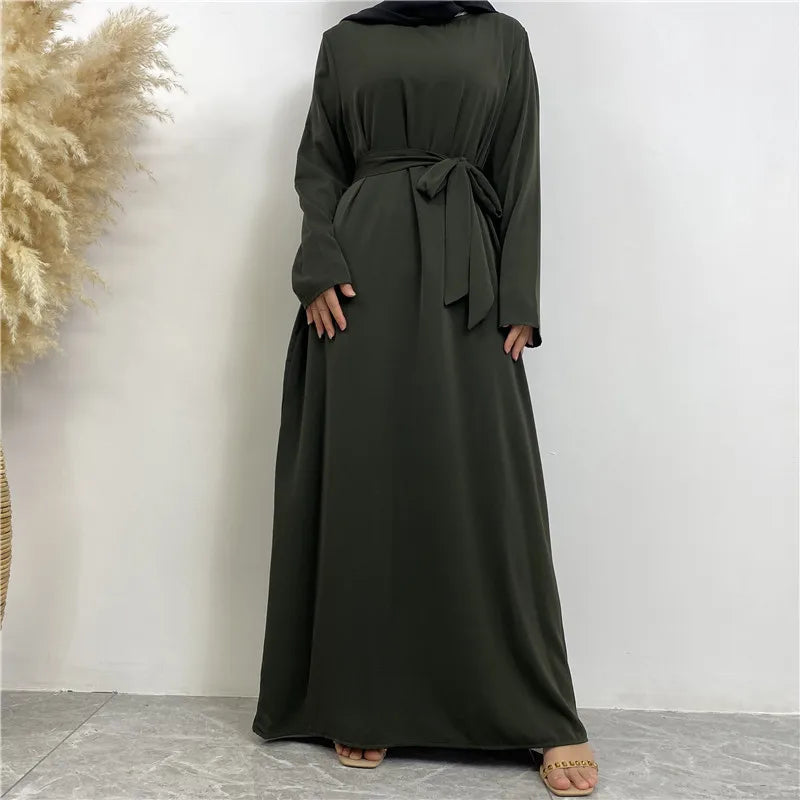 Modest Turkish Kaftan Abaya – Elegant Muslim Ramadan Maxi Dress