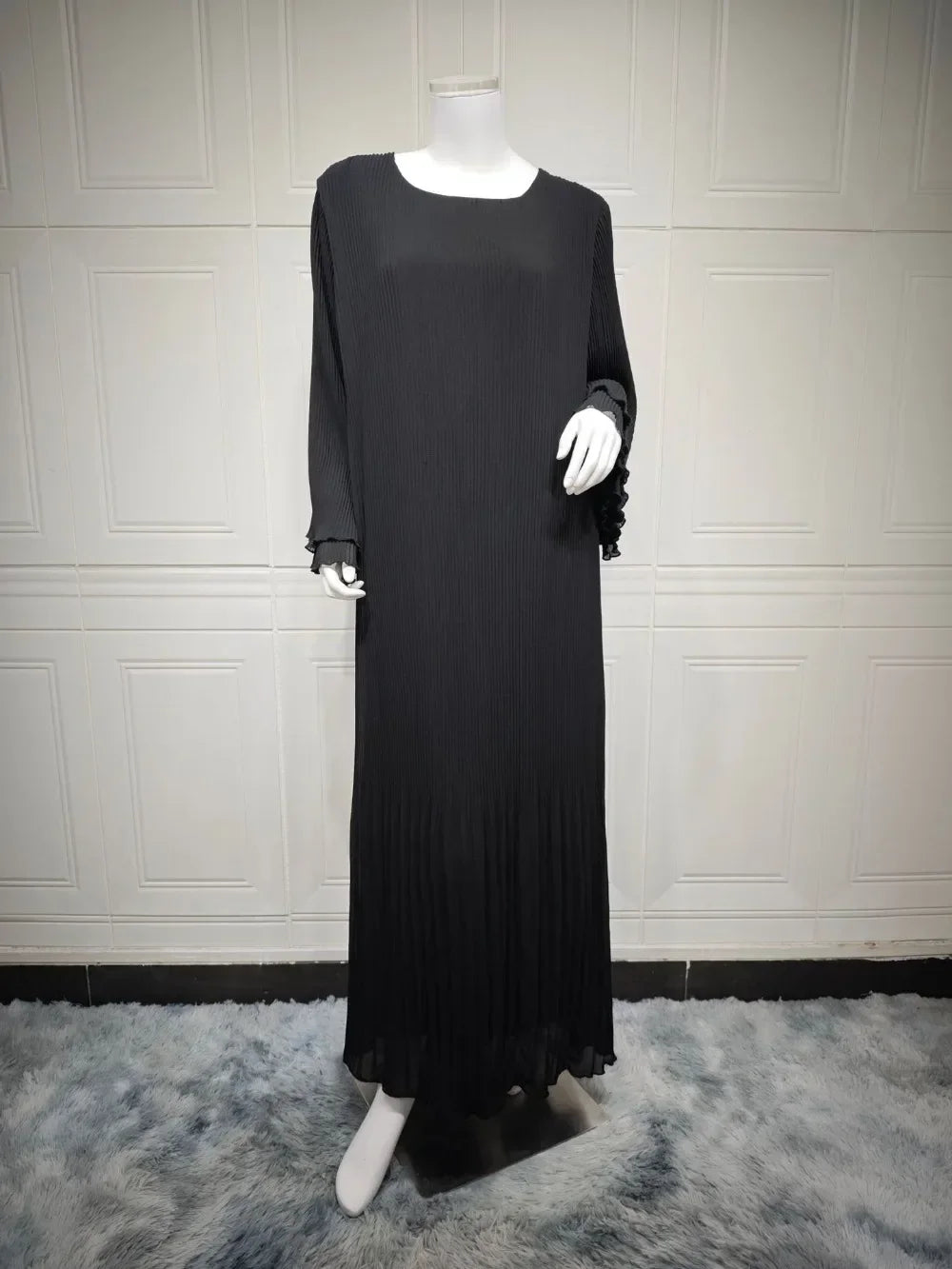 Elegant Pleated Flare Sleeve Kaftan – Muslim Eid Abaya Dress for Women