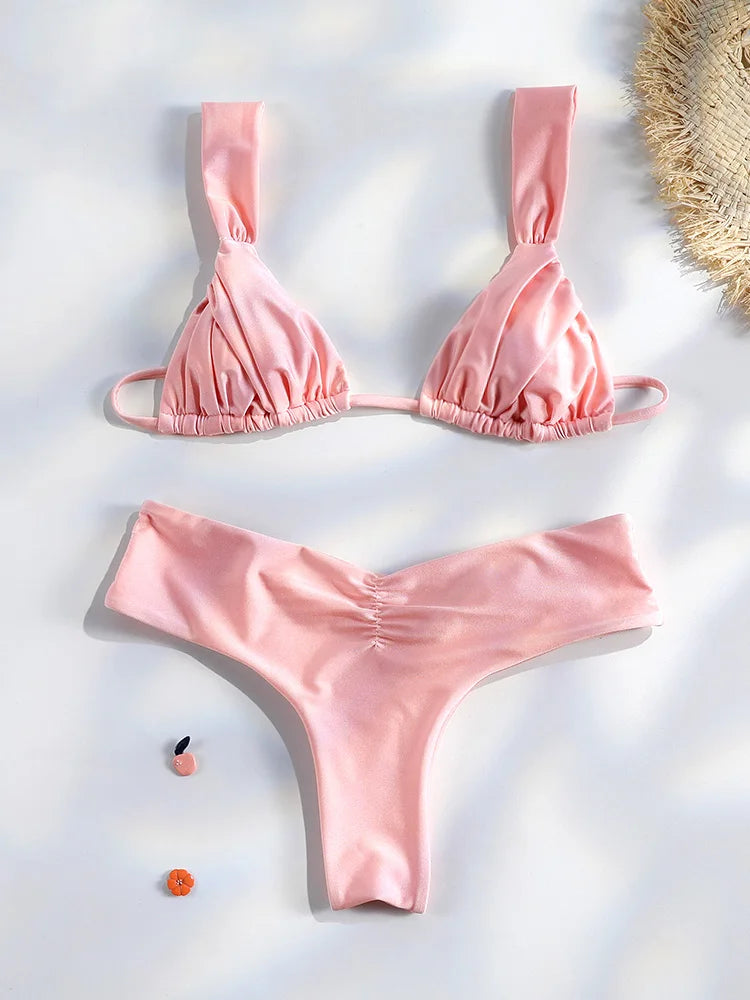 Elegant Solid Triangle Bikini Set – Sexy Beachwear