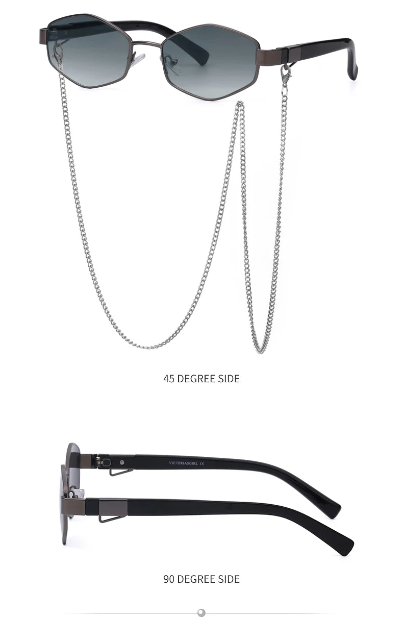 Lunettes Hexagonales Luxe avec Chaîne Femme