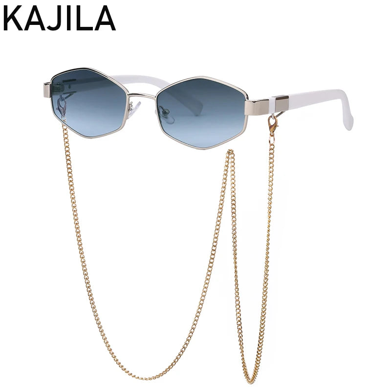 Lunettes Hexagonales Luxe avec Chaîne Femme