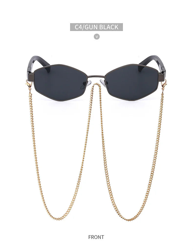 Lunettes Hexagonales Luxe avec Chaîne Femme