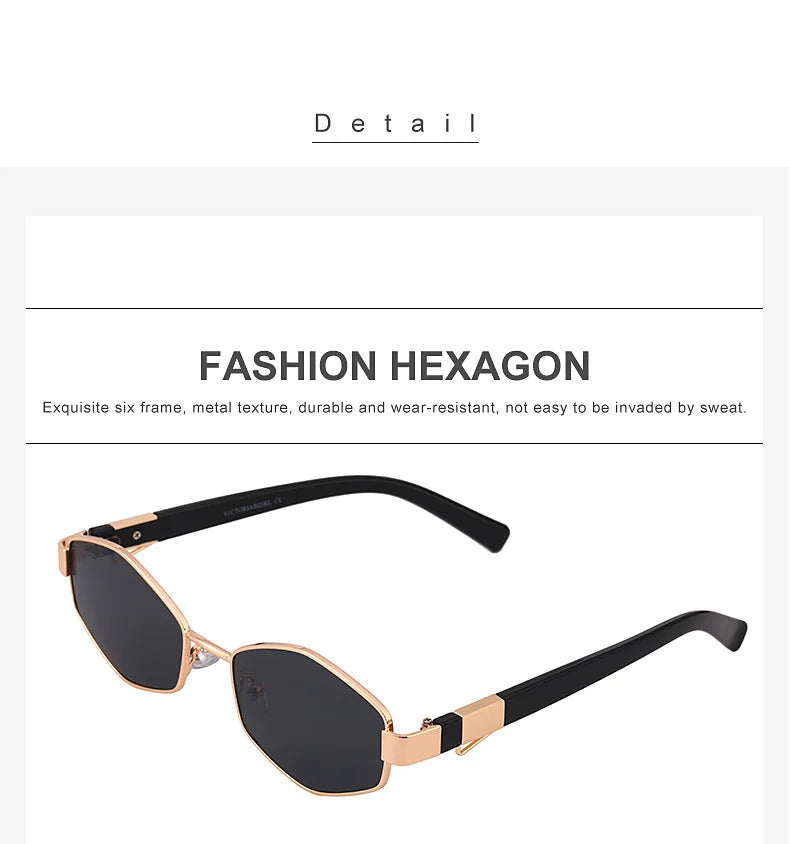 Lunettes Hexagonales Luxe avec Chaîne Femme