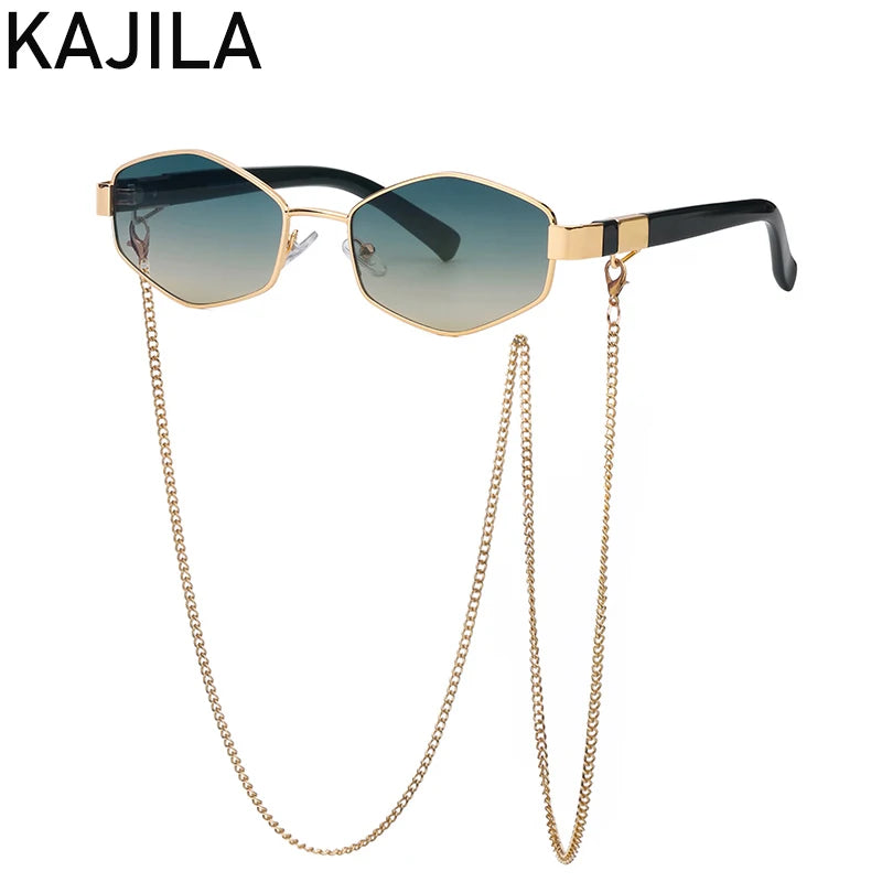 Lunettes Hexagonales Luxe avec Chaîne Femme