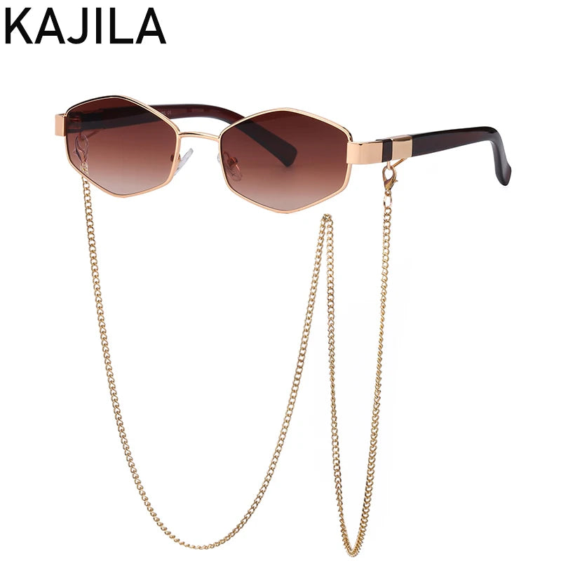 Lunettes Hexagonales Luxe avec Chaîne Femme