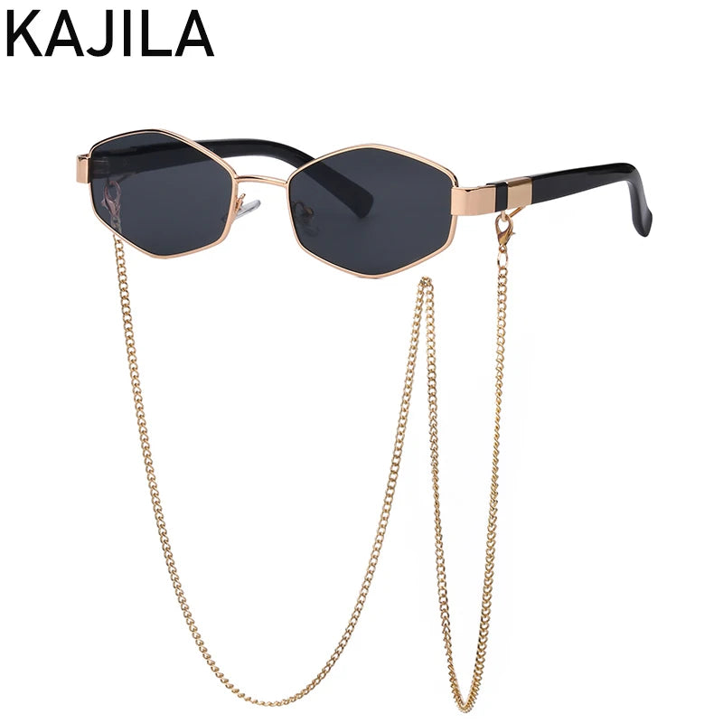Lunettes Hexagonales Luxe avec Chaîne Femme
