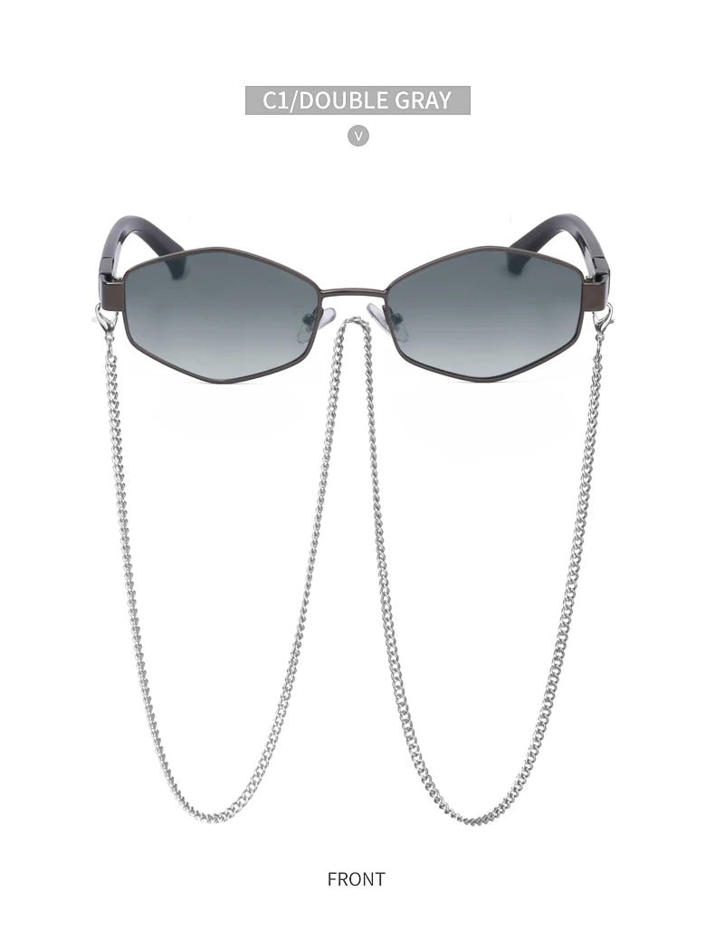 Lunettes Hexagonales Luxe avec Chaîne Femme