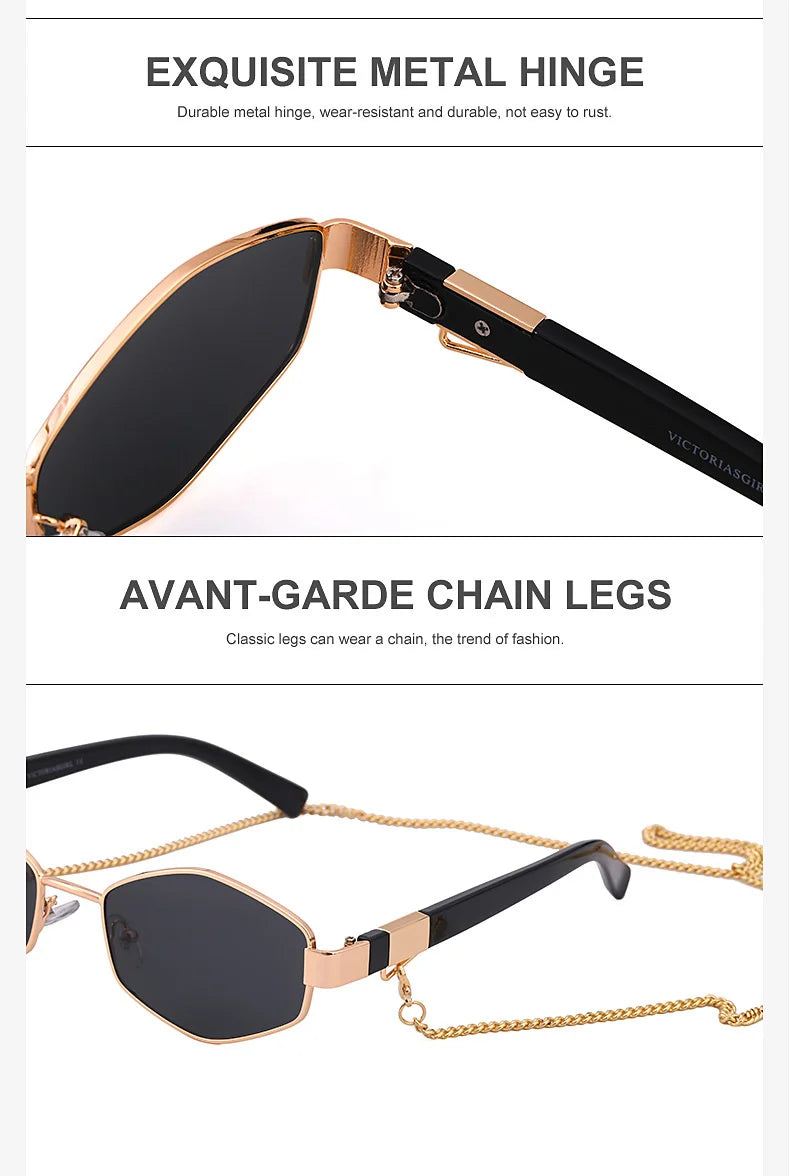 Lunettes Hexagonales Luxe avec Chaîne Femme
