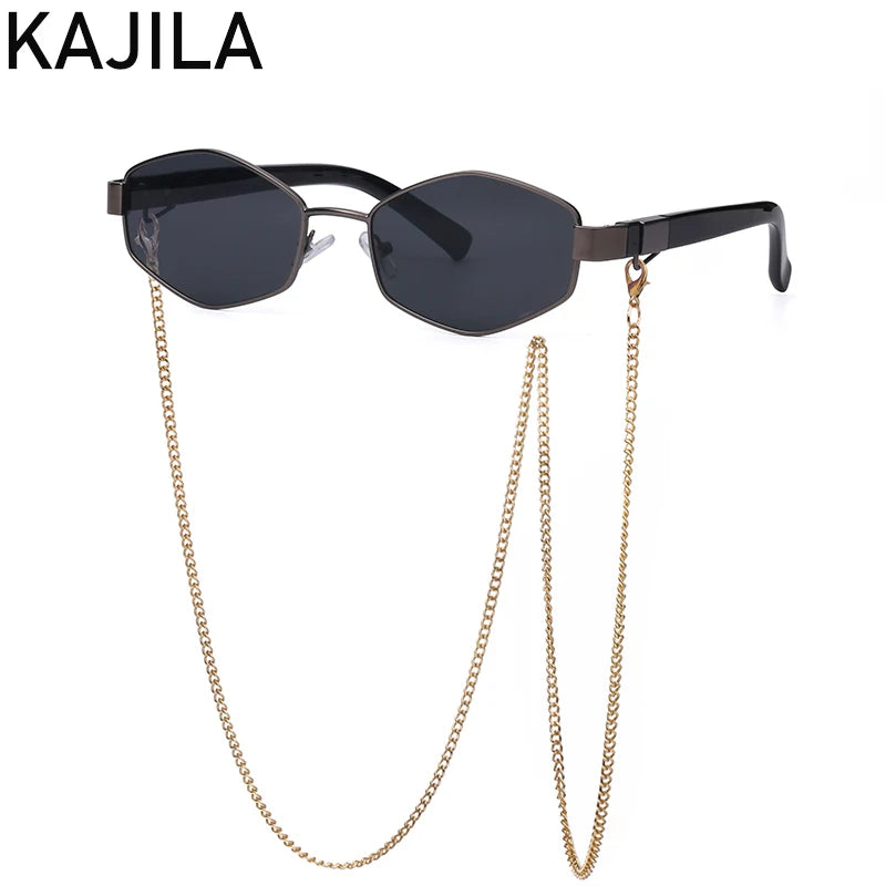 Lunettes Hexagonales Luxe avec Chaîne Femme