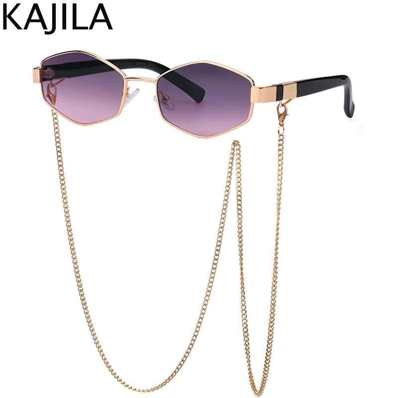 Lunettes Hexagonales Luxe avec Chaîne Femme