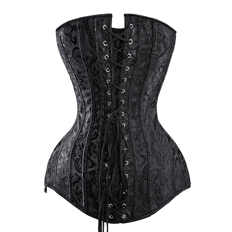 Women’s Steel Boned Lace-Up Corset Top – Waist Trainer Bustier Shapewear