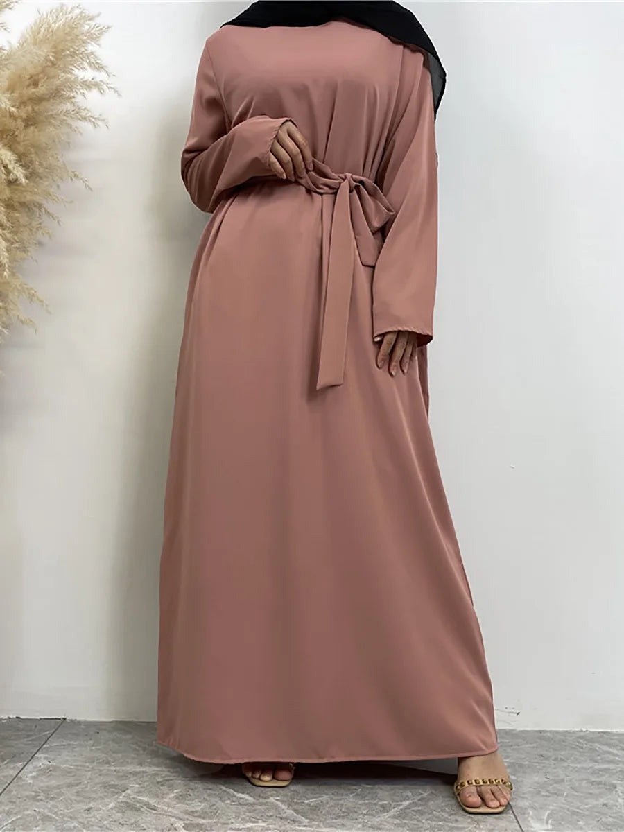 Modest Turkish Kaftan Abaya – Elegant Muslim Ramadan Maxi Dress