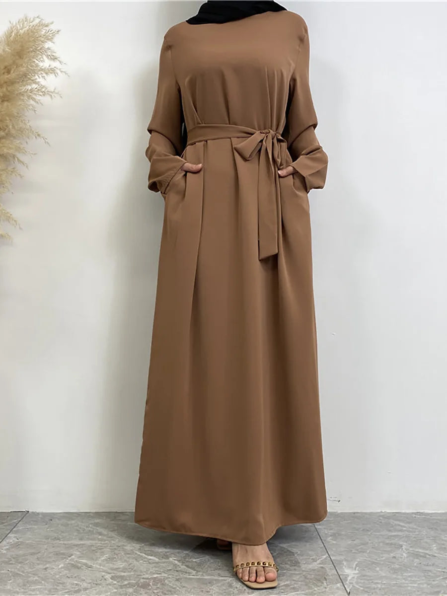 Modest Turkish Kaftan Abaya – Elegant Muslim Ramadan Maxi Dress
