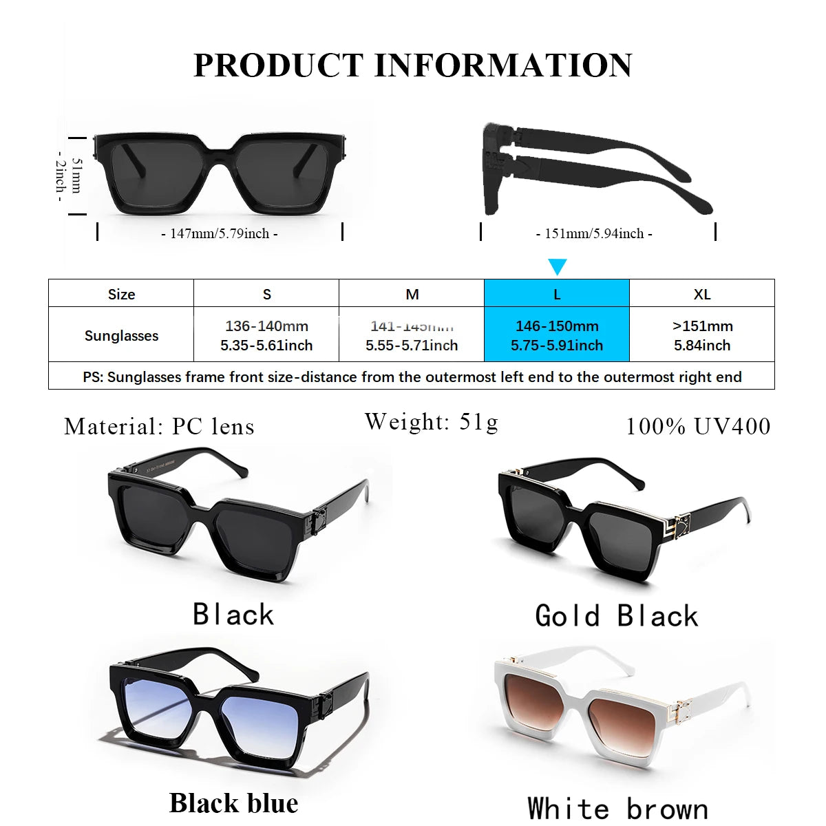 Ruiao Sunglasses Carrées Premium