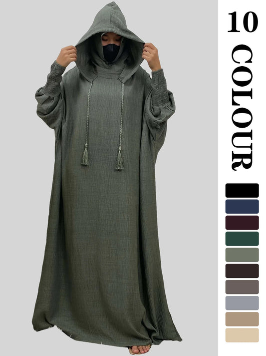 Hooded Batwing Abaya – Solid Color Ramadan Djellaba for Women