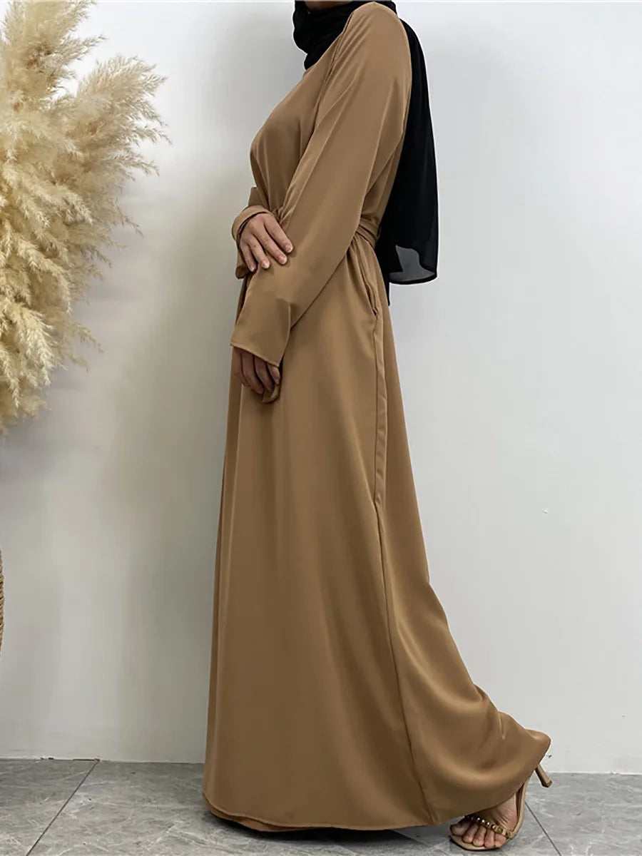 Modest Turkish Kaftan Abaya – Elegant Muslim Ramadan Maxi Dress