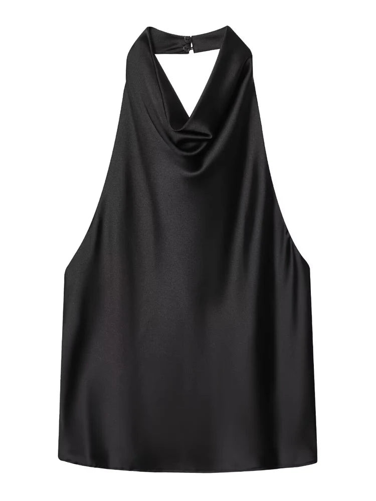 Halter Satin Backless Corset Top – Women’s Elegant Sexy Summer Tank