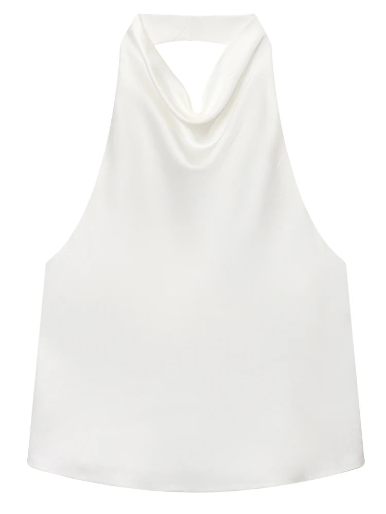Halter Satin Backless Corset Top – Women’s Elegant Sexy Summer Tank