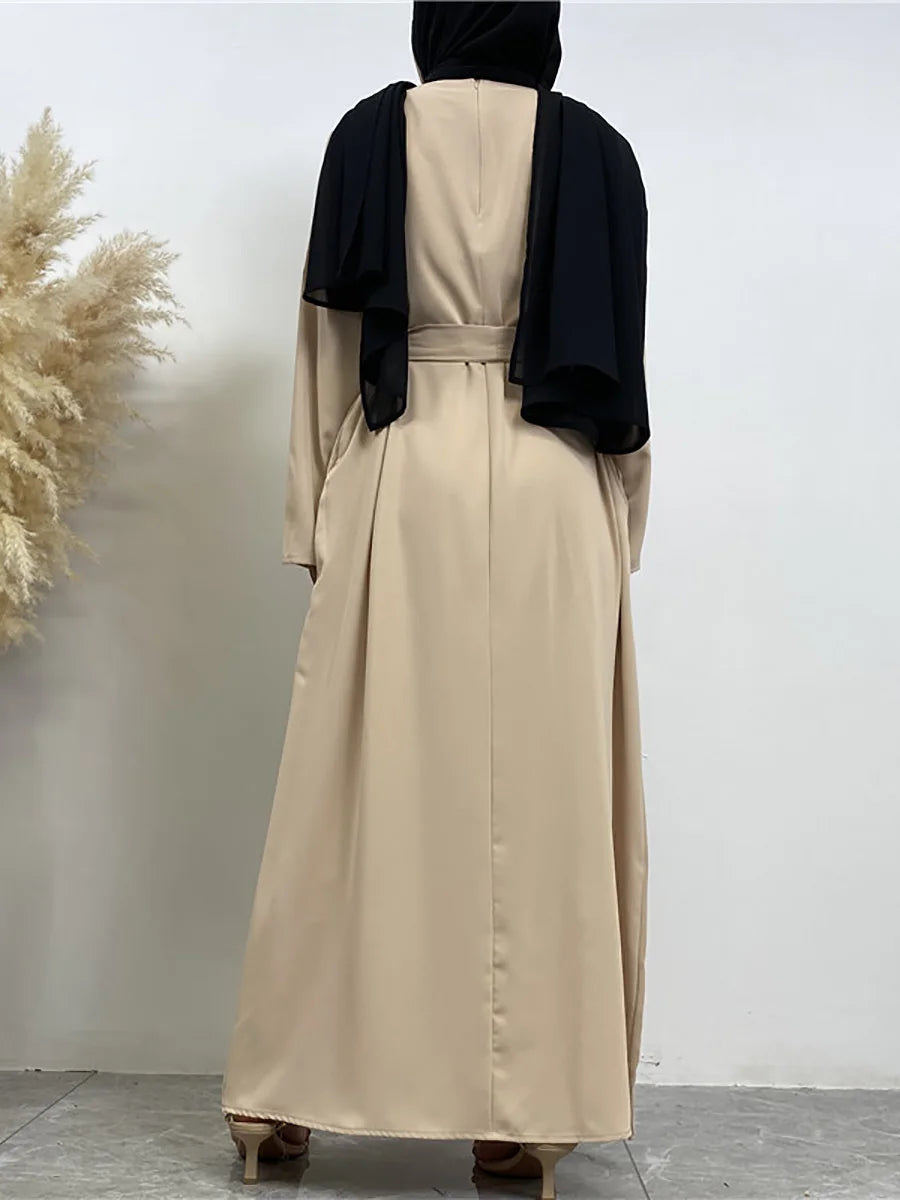 Modest Turkish Kaftan Abaya – Elegant Muslim Ramadan Maxi Dress