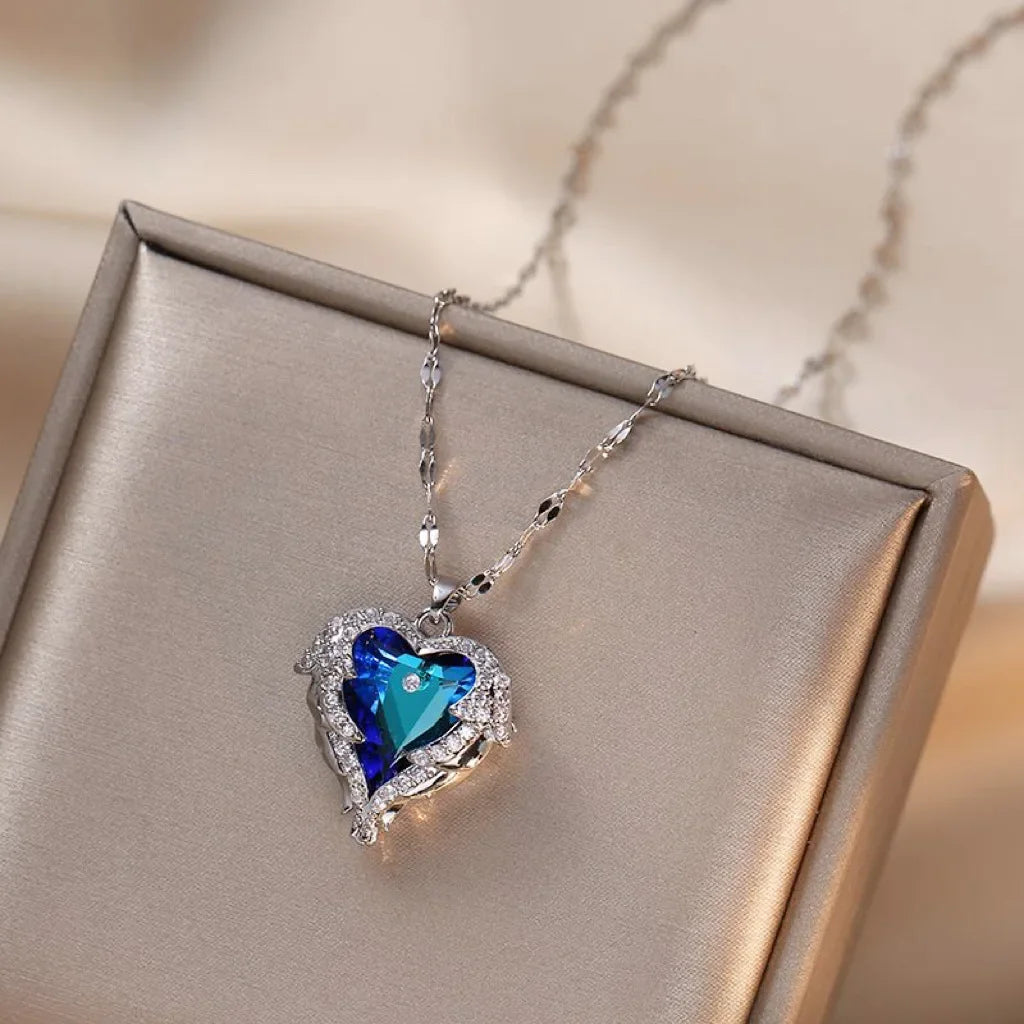 Peach Heart Pearl Oyster Necklace – Stainless Steel Clavicle Chain Jewelry