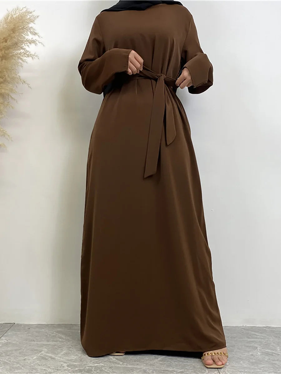 Modest Turkish Kaftan Abaya – Elegant Muslim Ramadan Maxi Dress