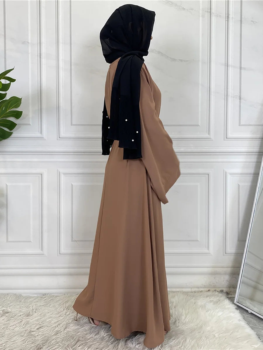 Modest Turkish Kaftan Abaya – Muslim Ramadan Maxi Dress for Women