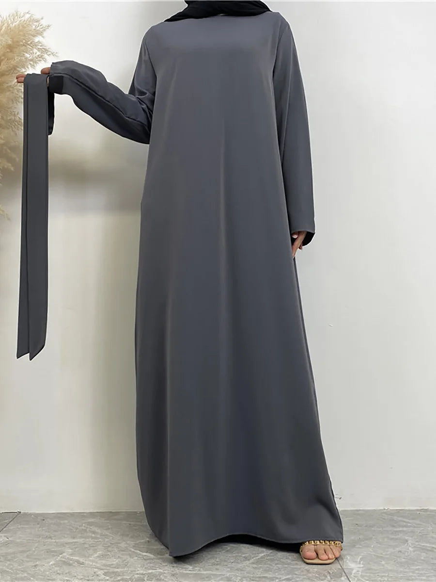 Modest Turkish Kaftan Abaya – Elegant Muslim Ramadan Maxi Dress