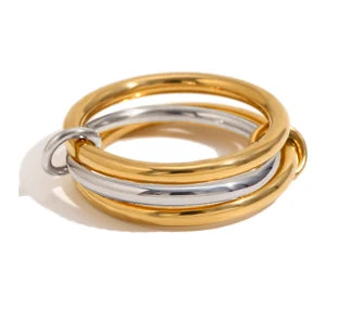 Two-Color Copper Four-Ring Stackable Ring – Hypoallergenic INS Style Jewelry