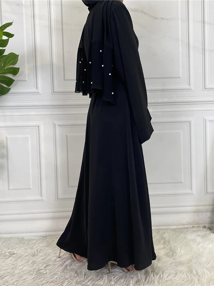Modest Turkish Kaftan Abaya – Muslim Ramadan Maxi Dress for Women