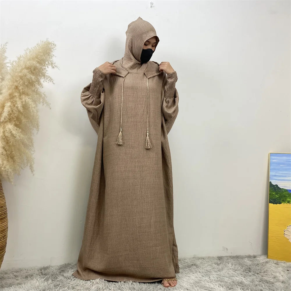 Hooded Batwing Abaya – Solid Color Ramadan Djellaba for Women