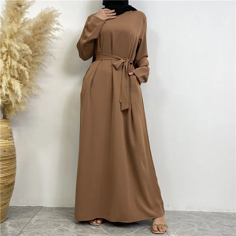 Modest Turkish Kaftan Abaya – Elegant Muslim Ramadan Maxi Dress