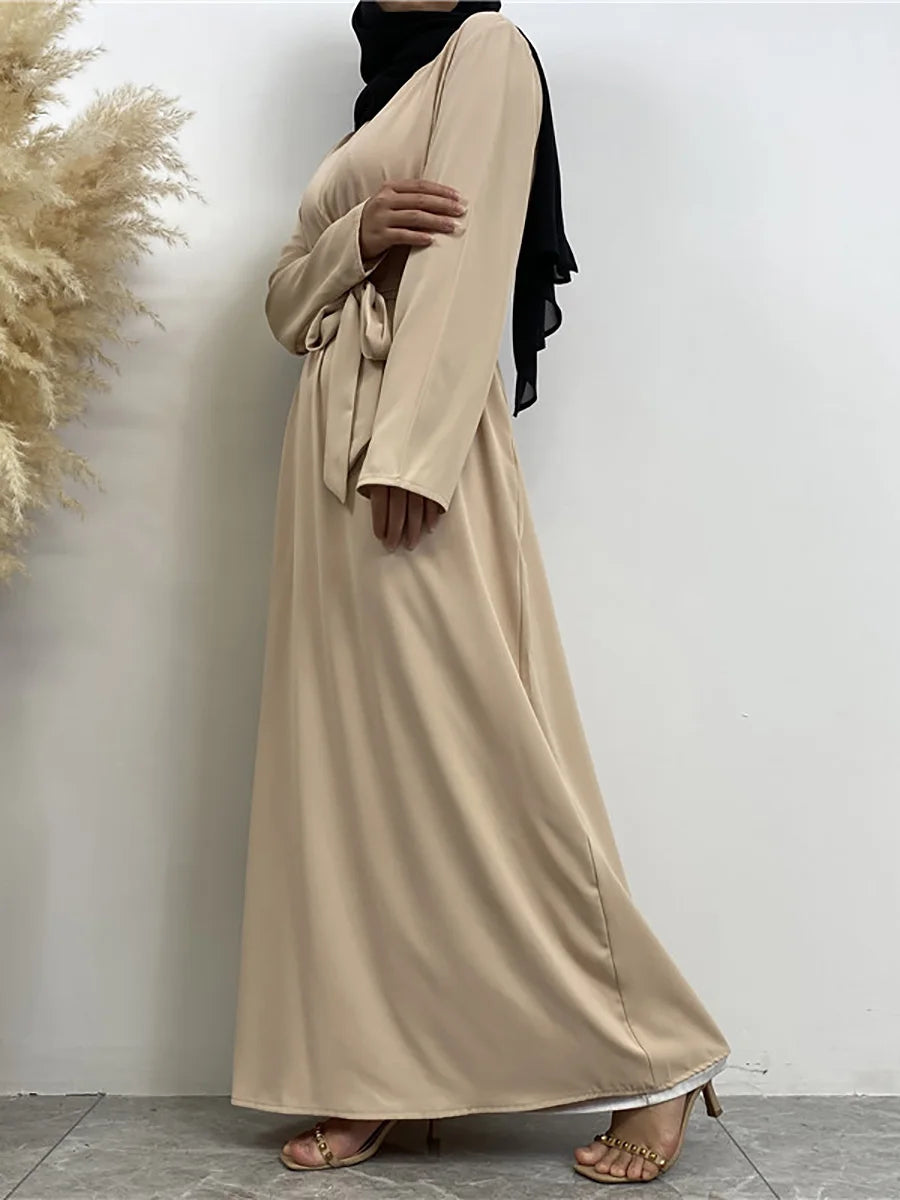 Modest Turkish Kaftan Abaya – Elegant Muslim Ramadan Maxi Dress