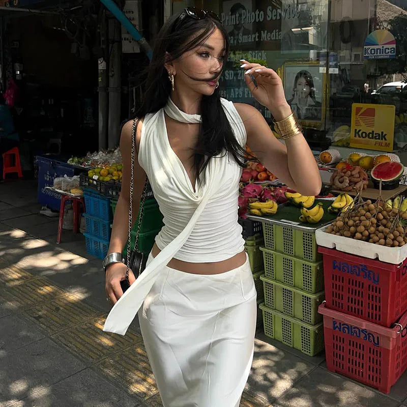 Solid V-Neck Sleeveless Tank Top – Women’s Summer Fashion