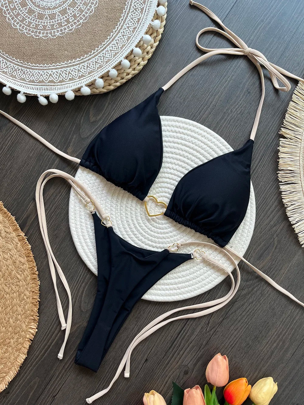 Sexy Triangle Thong Bikini Set – Women Beachwear