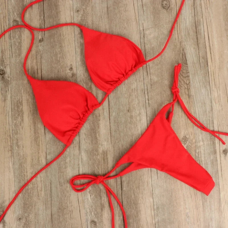 Push-Up Padded Bikini Set – Sexy Thong Two-Piece Women’s Swimwear