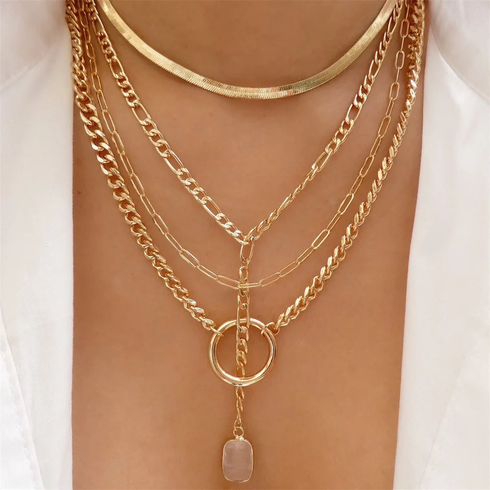 Vintage Punk Gold-Plated Coin Pendant Necklace – Thick Chain Hip Hop Jewelry