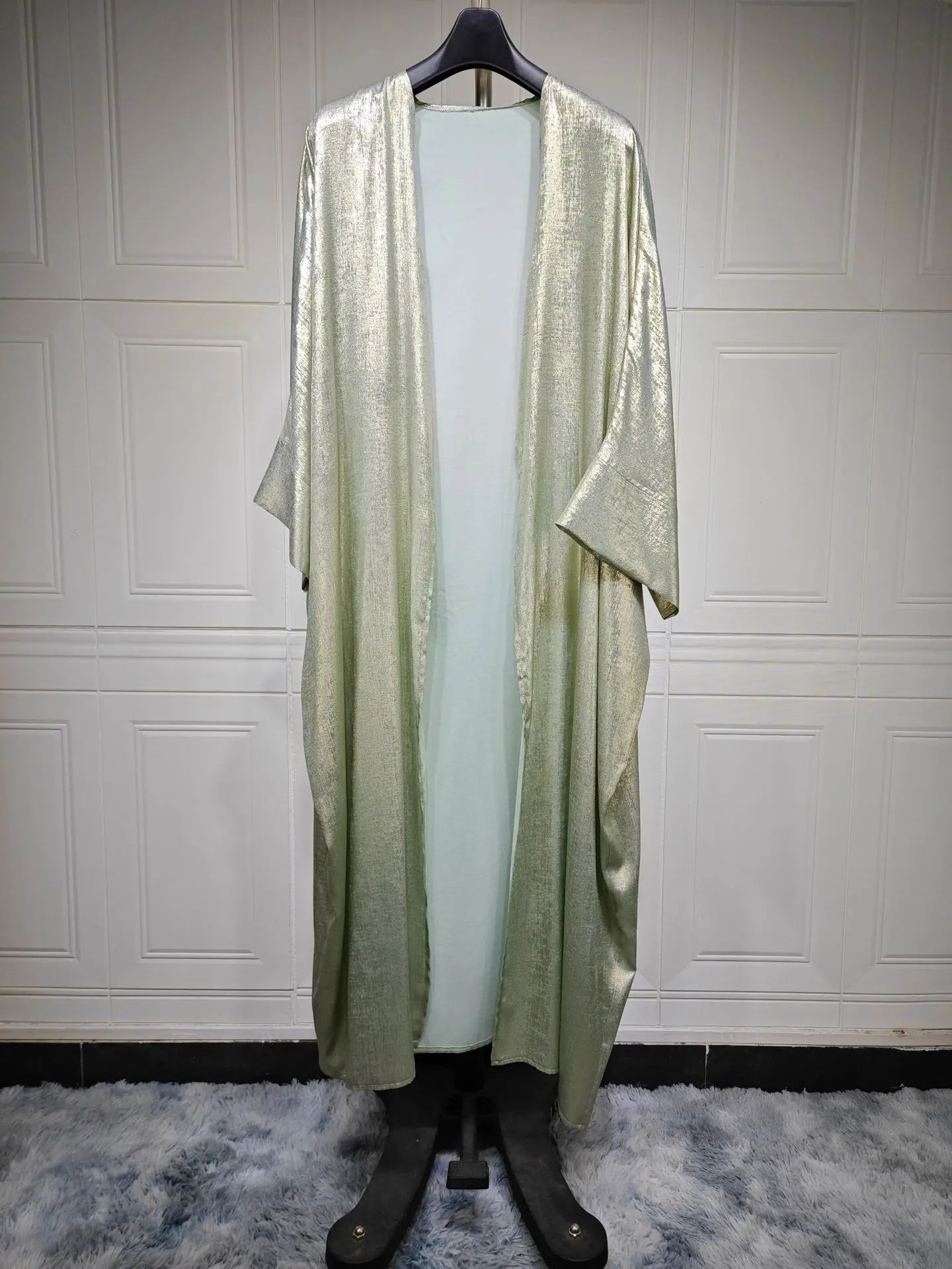 Luxury Satin Open Abaya – Shiny Batwing Eid Party Kaftan Dress