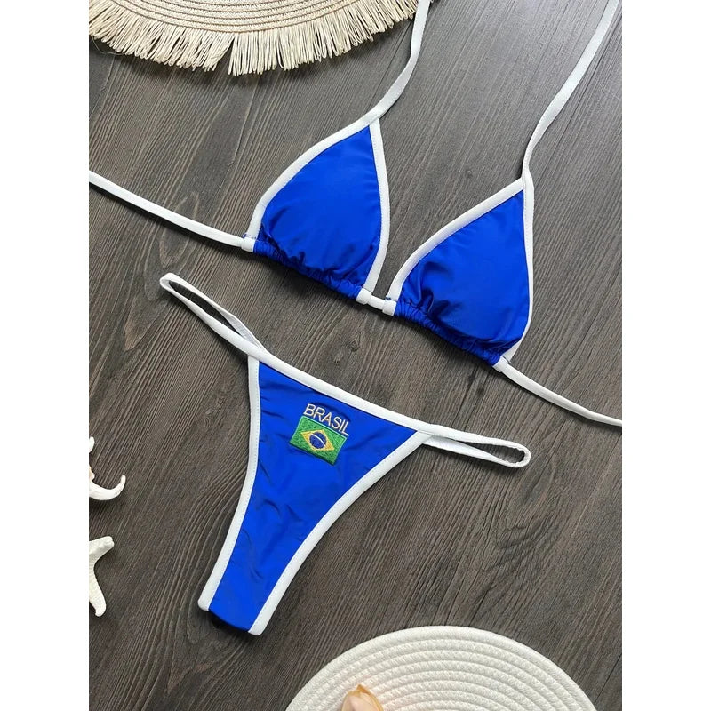 Brazil Flag Embroidery Bikini Set – Women Swimwear