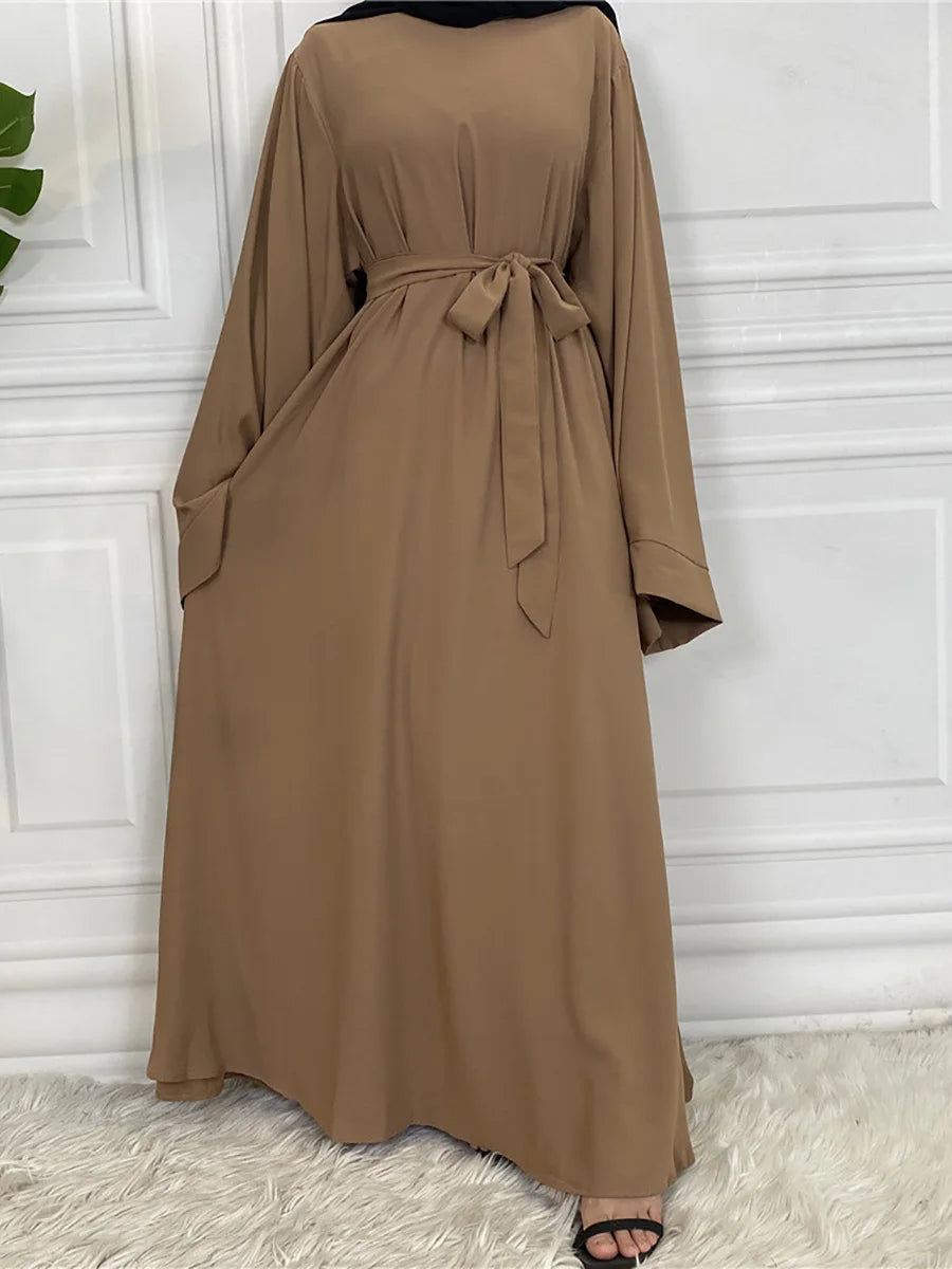 Modest Turkish Kaftan Abaya – Muslim Ramadan Maxi Dress for Women