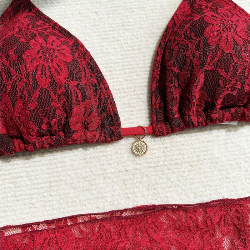 Lace Three-Piece Bikini Set – Women Swimwear