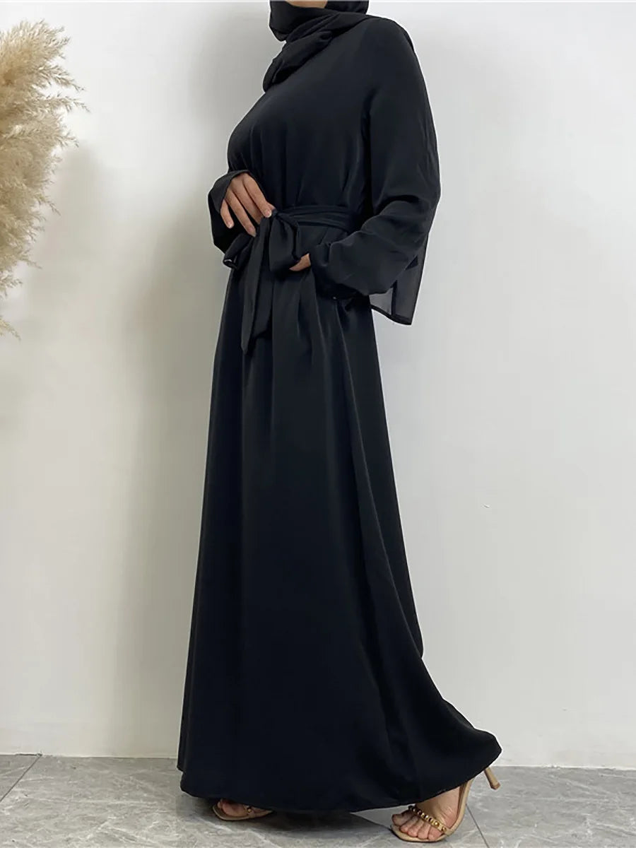 Modest Turkish Kaftan Abaya – Elegant Muslim Ramadan Maxi Dress