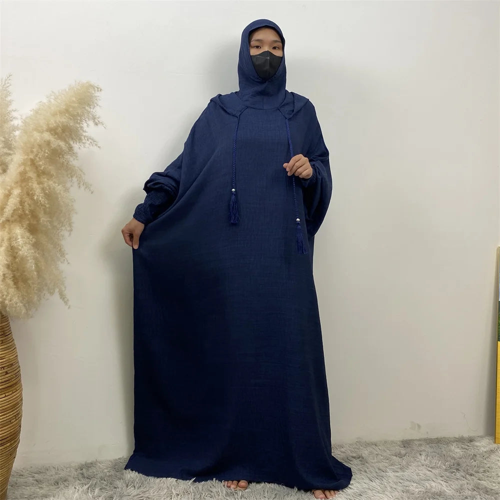 Hooded Batwing Abaya – Solid Color Ramadan Djellaba for Women