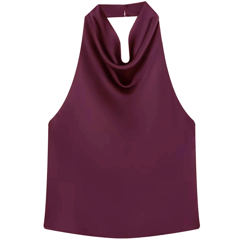 Halter Satin Backless Corset Top – Women’s Elegant Sexy Summer Tank