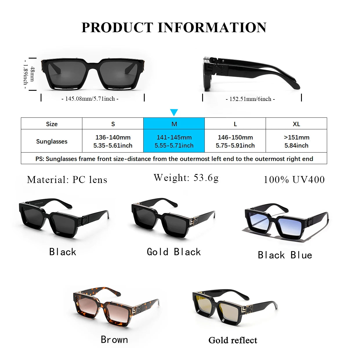 Ruiao Sunglasses Carrées Premium