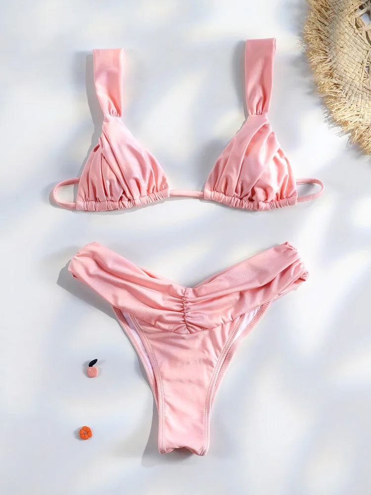 Elegant Solid Triangle Bikini Set – Sexy Beachwear