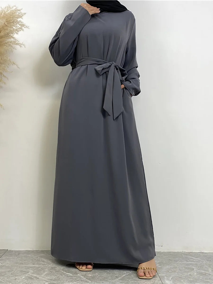 Modest Turkish Kaftan Abaya – Elegant Muslim Ramadan Maxi Dress